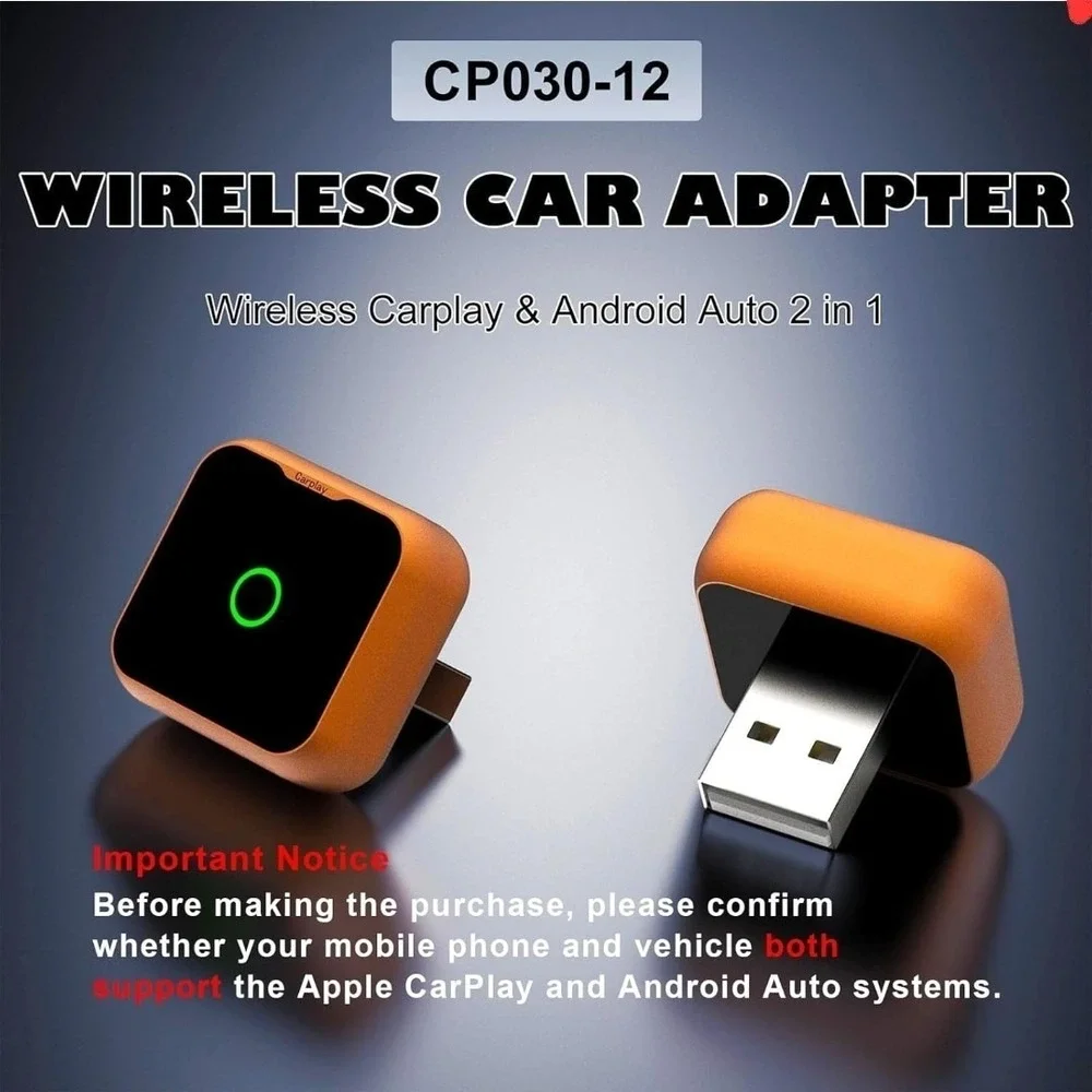 2-in-1 Wireless CarPlay Android Auto Adapter, Plug & Play Wired to Wireless...‎